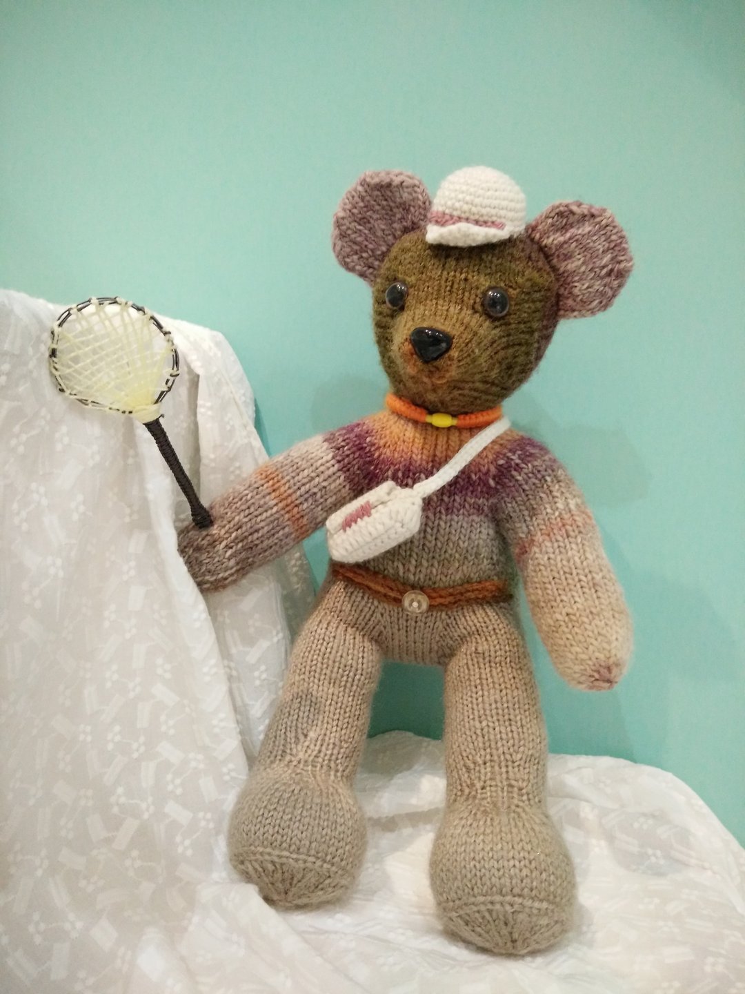 熊爱bearlove熊伙子手工编织泰迪熊熊宝宝teddy bearテディベア - 玩偶/公仔 - 羊毛 卡其色