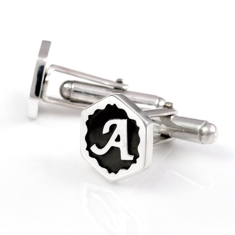 定制 袖扣订制 纯银袖扣姓名-六角形阳刻款 - 袖扣 - 纯银 灰色
