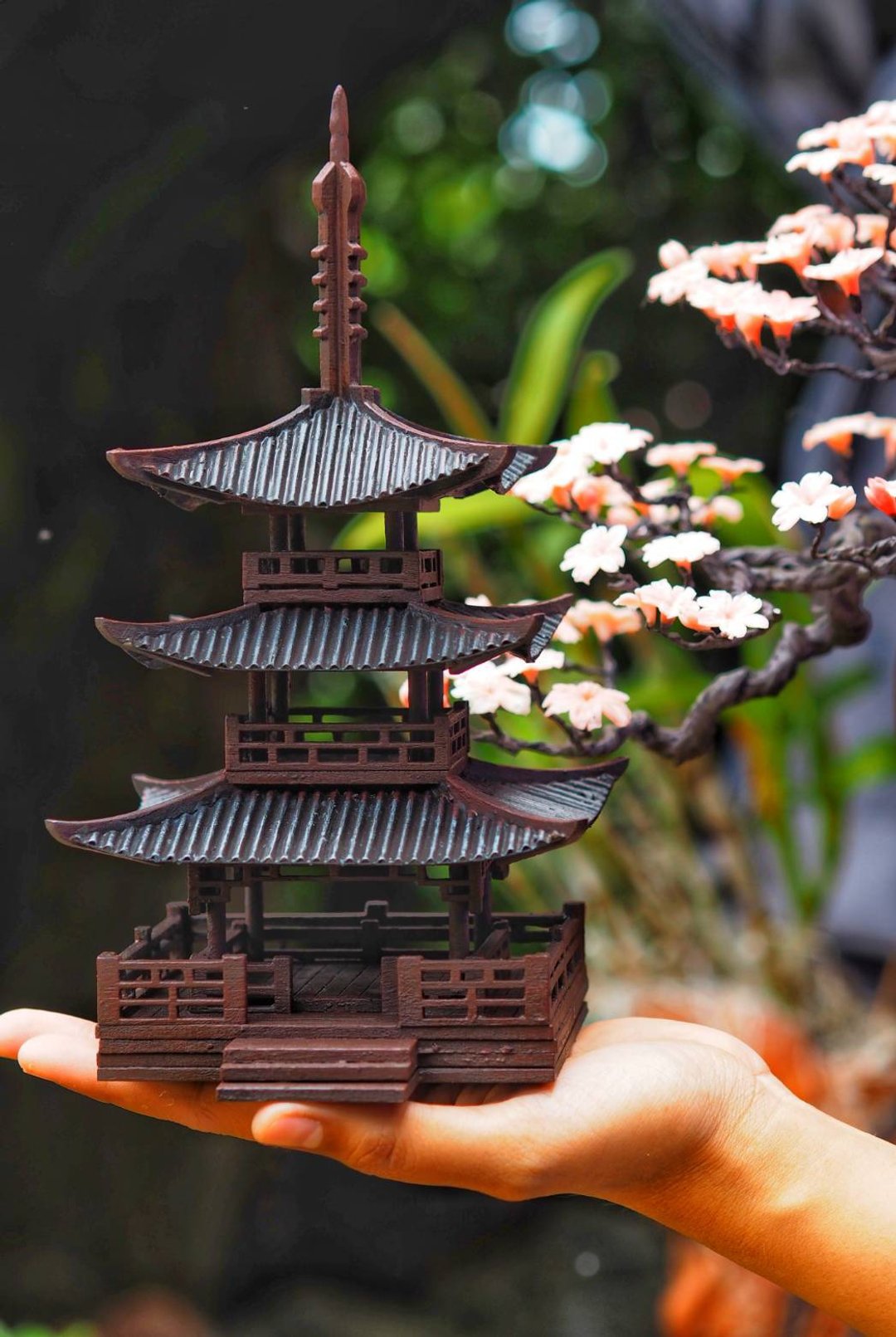 Japanese pavilion model scale model for diorama or home and garden decoration - 摆饰 - 木头 咖啡色