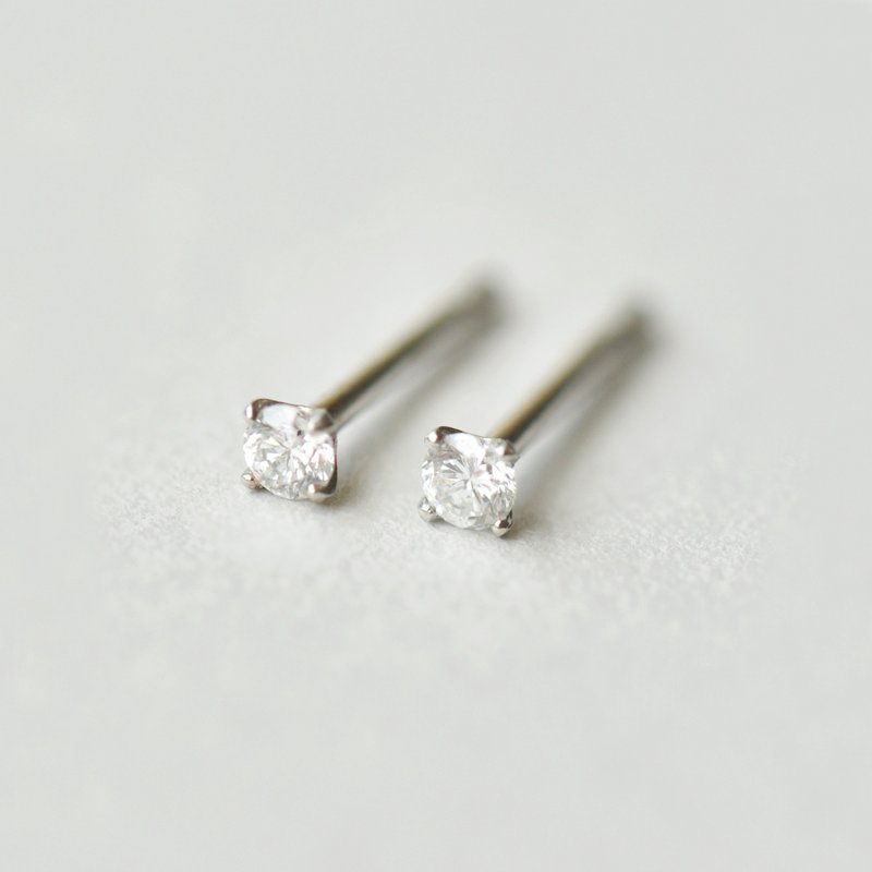 【Second Earrings】 铂金钻石耳环 0.08ct - 耳环/耳夹 - 贵金属 
