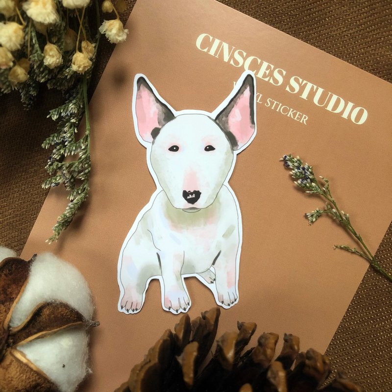 手绘牛头梗插画  防水贴纸 笔电 行李箱贴 水壶贴纸 贴纸 - 贴纸 - 纸 