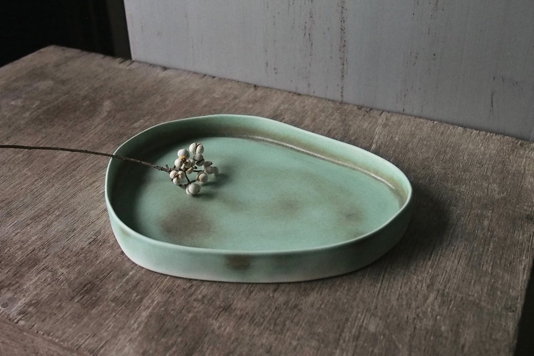 平盘 - 青山绿 24cm / 餐桌器皿 / 陶瓷 - 盘子/餐盘/盘架 - 陶 绿色