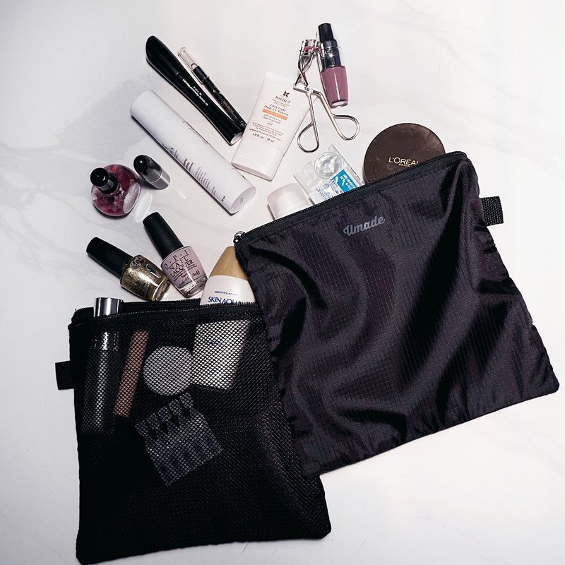 地图包装 - 旅行双层万用袋。Two Layer Travel Kit - 化妆包/杂物包 - 聚酯纤维 黑色