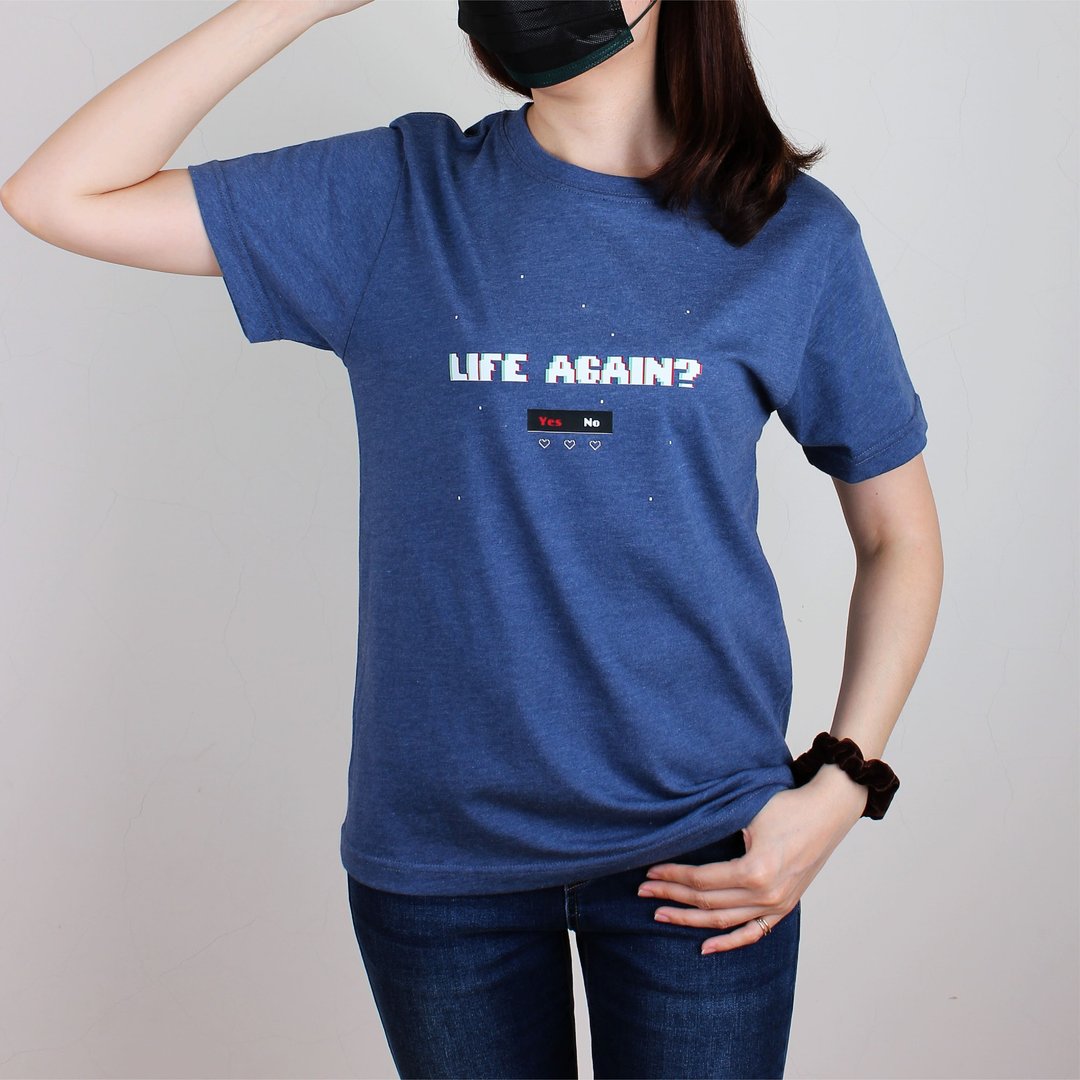 【复古】Life again再活一次  短T/男T恤/T-Shirt/女上衣 - 男装上衣/T 恤 - 棉．麻 黄色