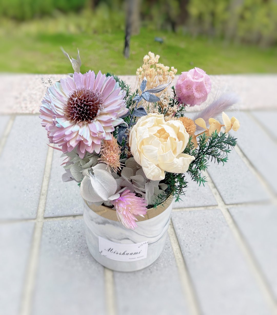 Miss。花谜 【温暖你的心】蓝紫 太阳花桌花 盆花 开幕花礼 乔迁 - 干燥花/捧花 - 植物．花 黄色