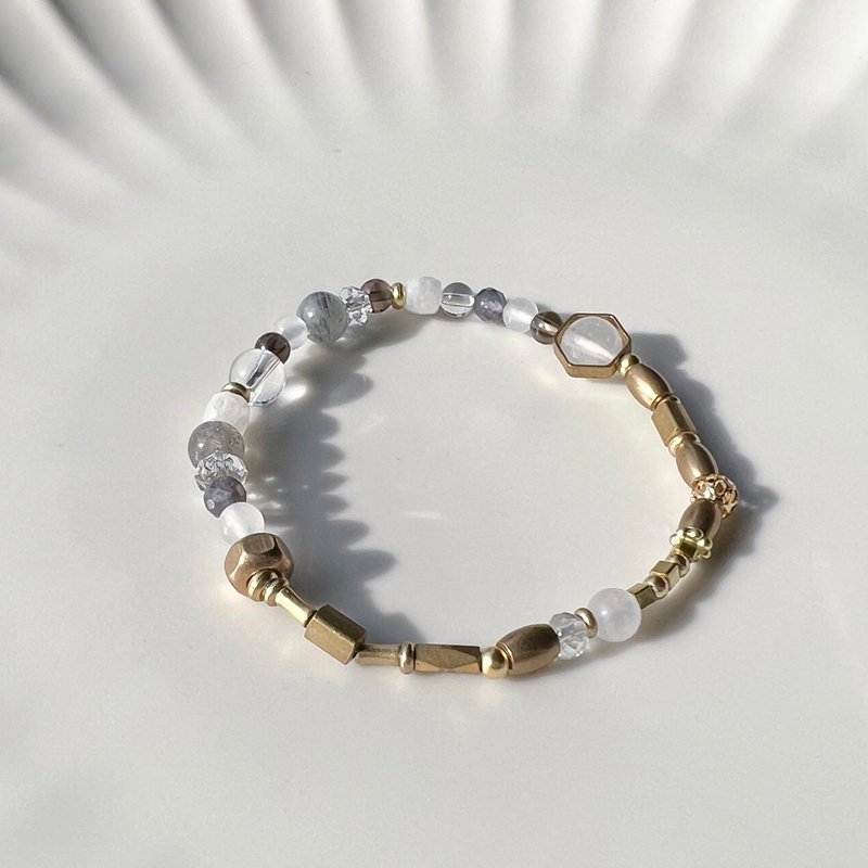 【圣保罗的巡礼】拉长石 月光石 白玉髓 茶晶 黑发晶 水晶手链 - 手链/手环 - 水晶 