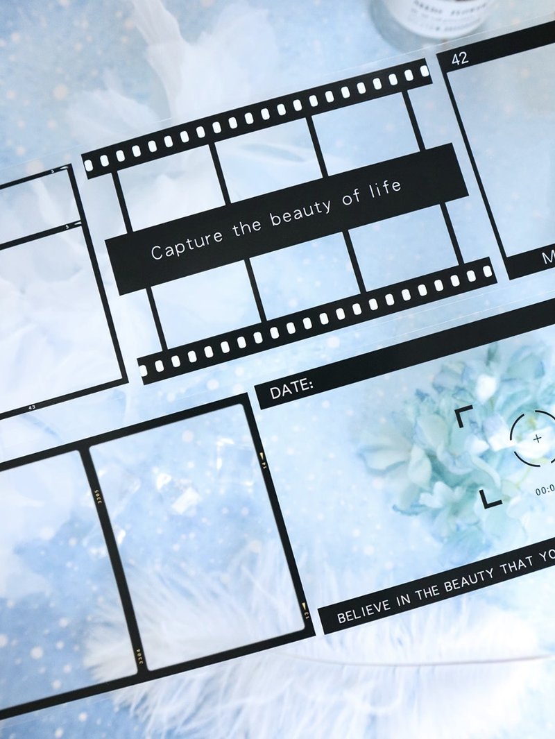 留影 復古菲林框 基礎打底素材 PET 紙膠帶 - 纸胶带 - 其他材质 黑色