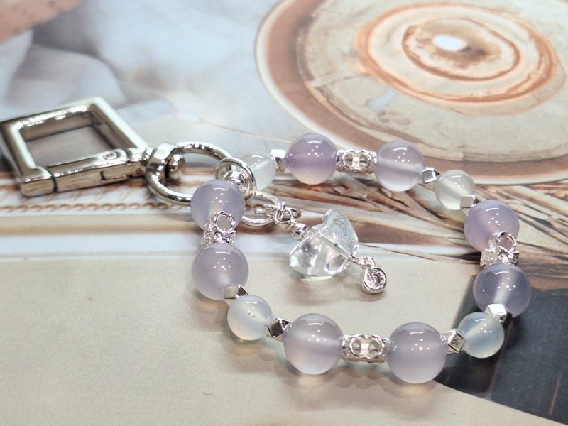 紫玉瓍/白玛瑙包包钥匙扣 - 钥匙链/钥匙包 - 水晶 