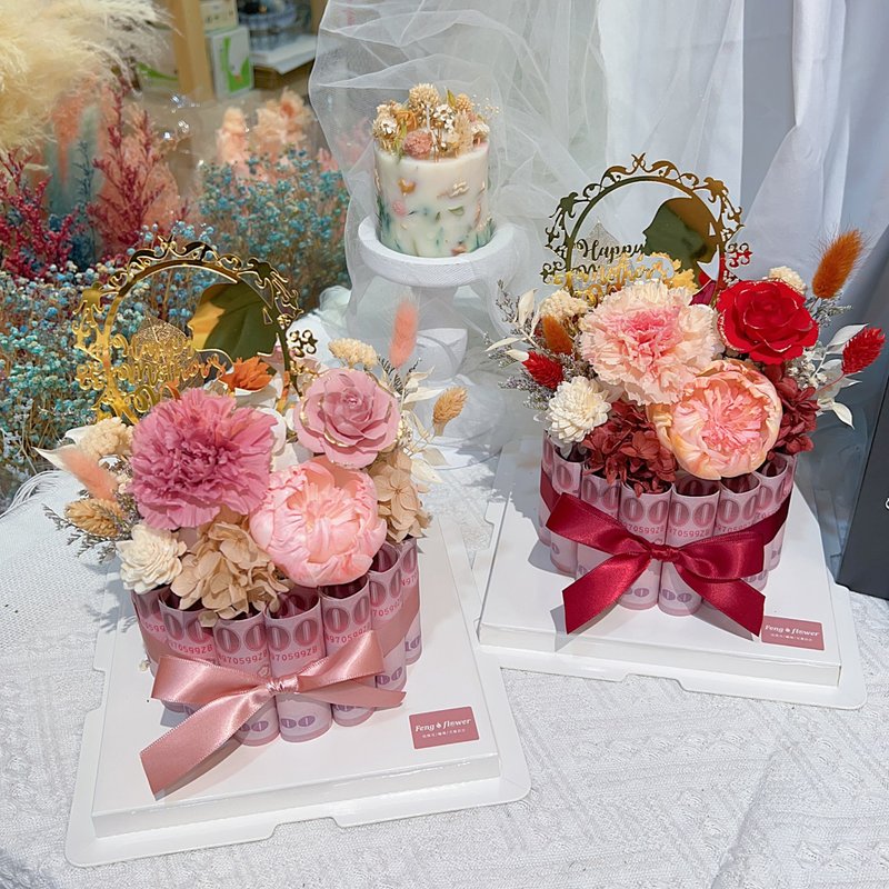 FengFlower 【不凋康乃馨有钱蛋糕花】干燥花/永生花/母亲节 - 干燥花/捧花 - 植物．花 