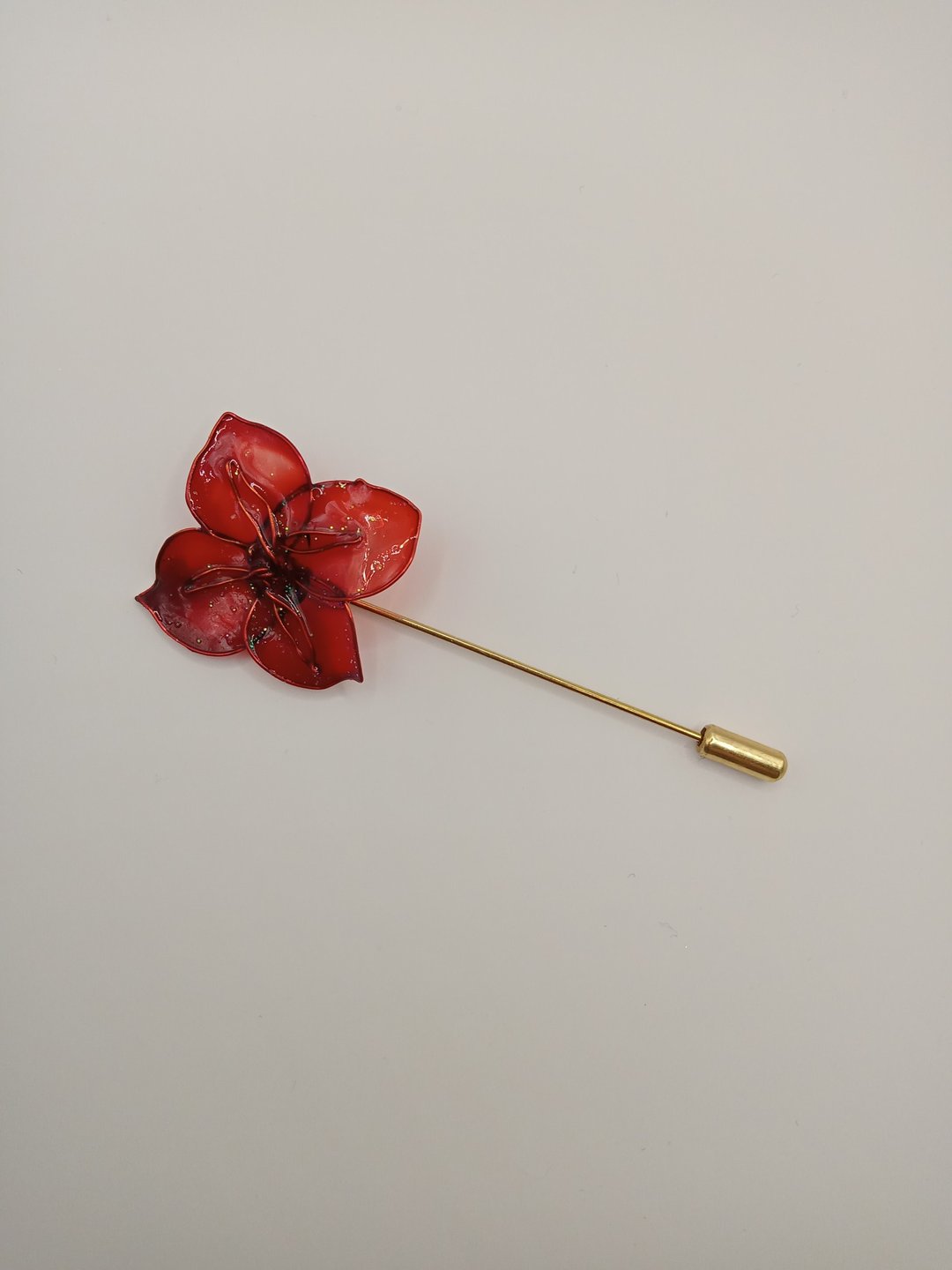 西装胸针 红仙丹花 水晶花 - 胸针 - 其他材质 