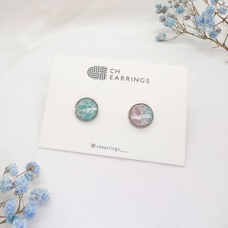 Chearrings | 日本和纸 树脂 圆形耳钉 - 耳环/耳夹 - 纸 黄色