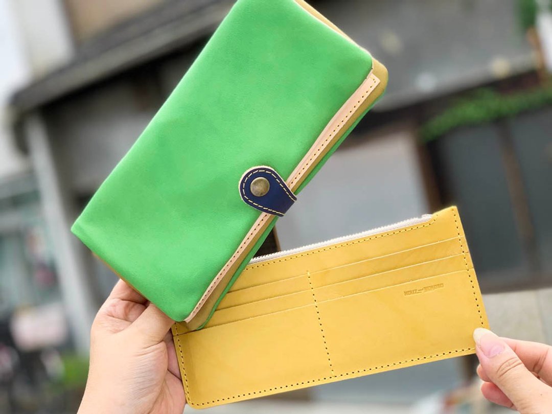 F-PLUMP Fresh Kiwi Various MIX Full Plump Wallet Left-handed FPW-GWOW-YYYY-Y - 皮夹/钱包 - 真皮 绿色