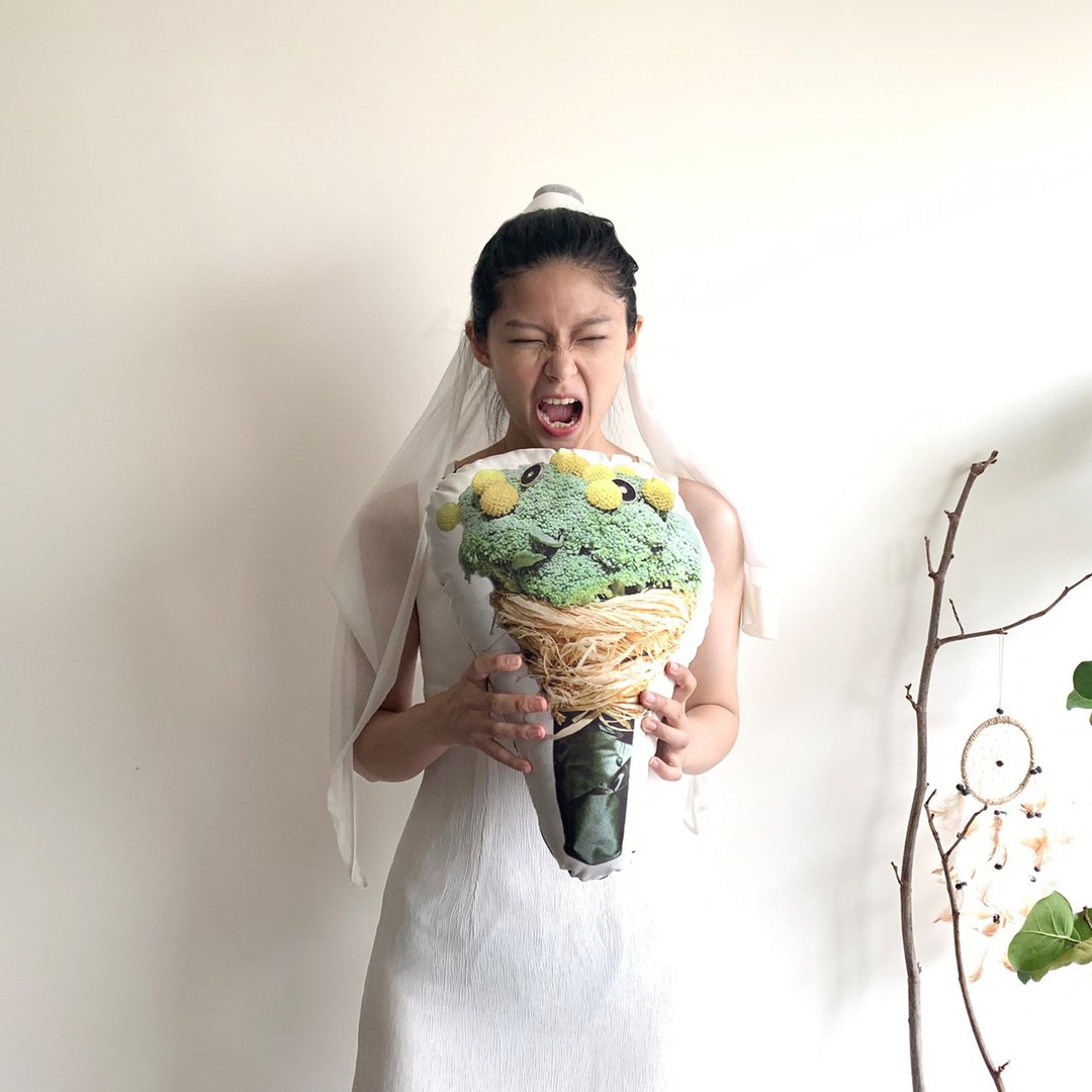 婚礼小物∣  花椰菜捧花抱枕 - 干燥花/捧花 - 其他材质 绿色