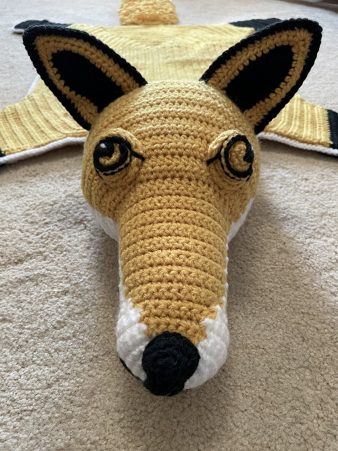 Crochet animal fox rug (both sides) [interior] decoration [zabuton] [rug] - 餐垫/桌巾 - 棉 