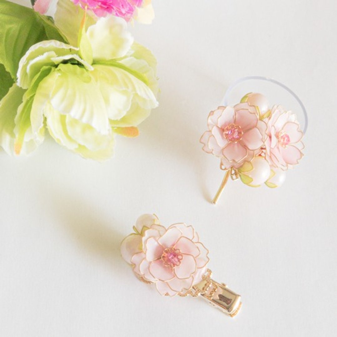 Yae Sakura ~ Pony Hook Hair Clip ~ Dip Jewelry Graduation Ceremony Entrance Ceremony Reward Spring Parent-Child Set - 发饰 - 其他材质 粉红色