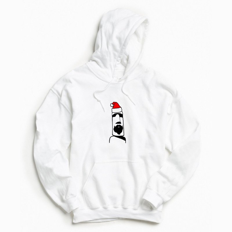 摩艾 圣诞 帽T 白色 原创 老公公 礼物 Xmas 石像 胡子 Moai  - 中性连帽卫衣/T 恤 - 其他材质 白色