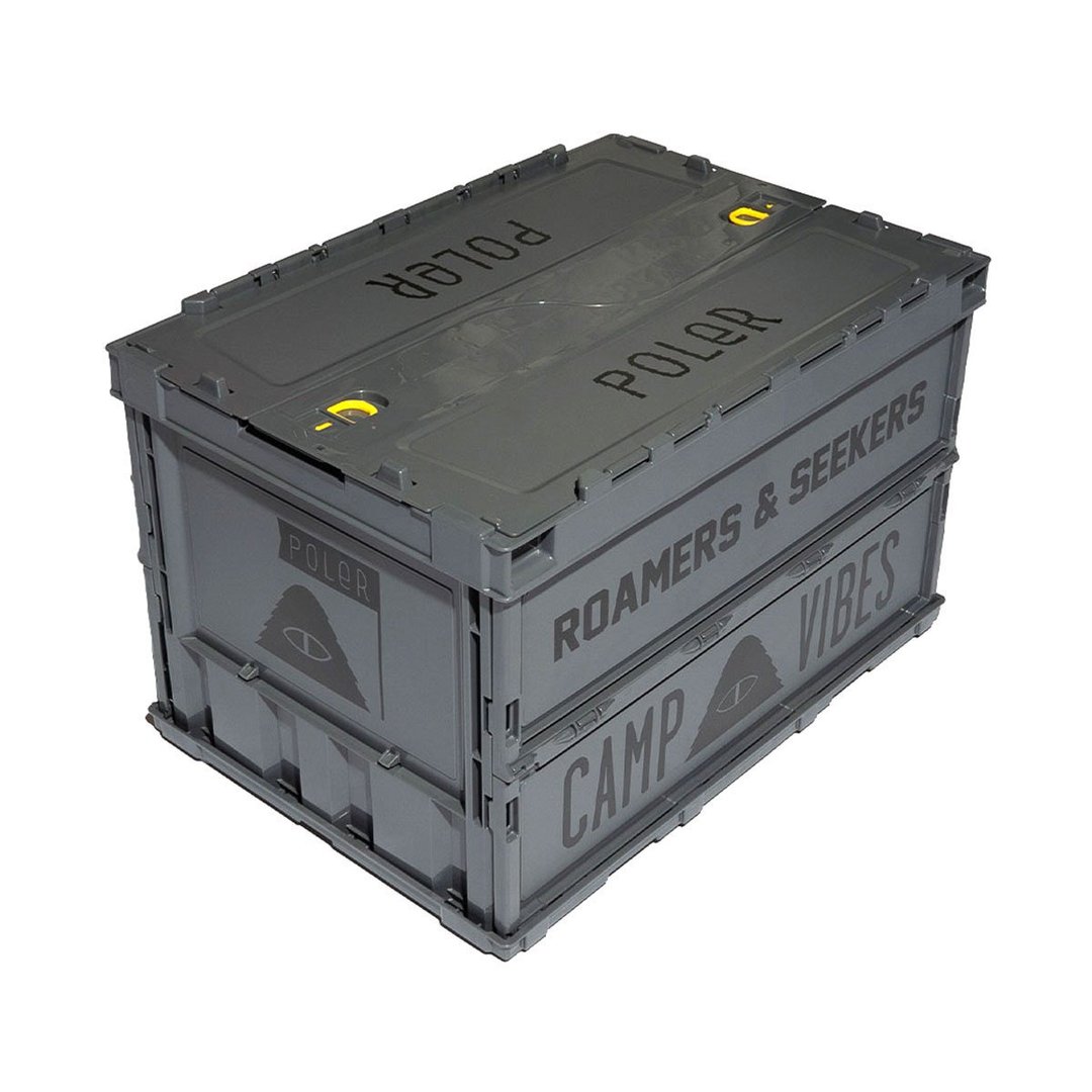 日本限定 POLER FOLDING CONTAINER 双侧开折叠收纳箱 装备箱 灰 - 露营用品 - 其他材质 灰色