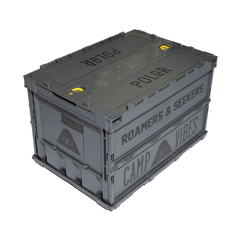 日本限定 POLER FOLDING CONTAINER 双侧开折叠收纳箱 装备箱 灰 - 露营用品 - 其他材质 灰色