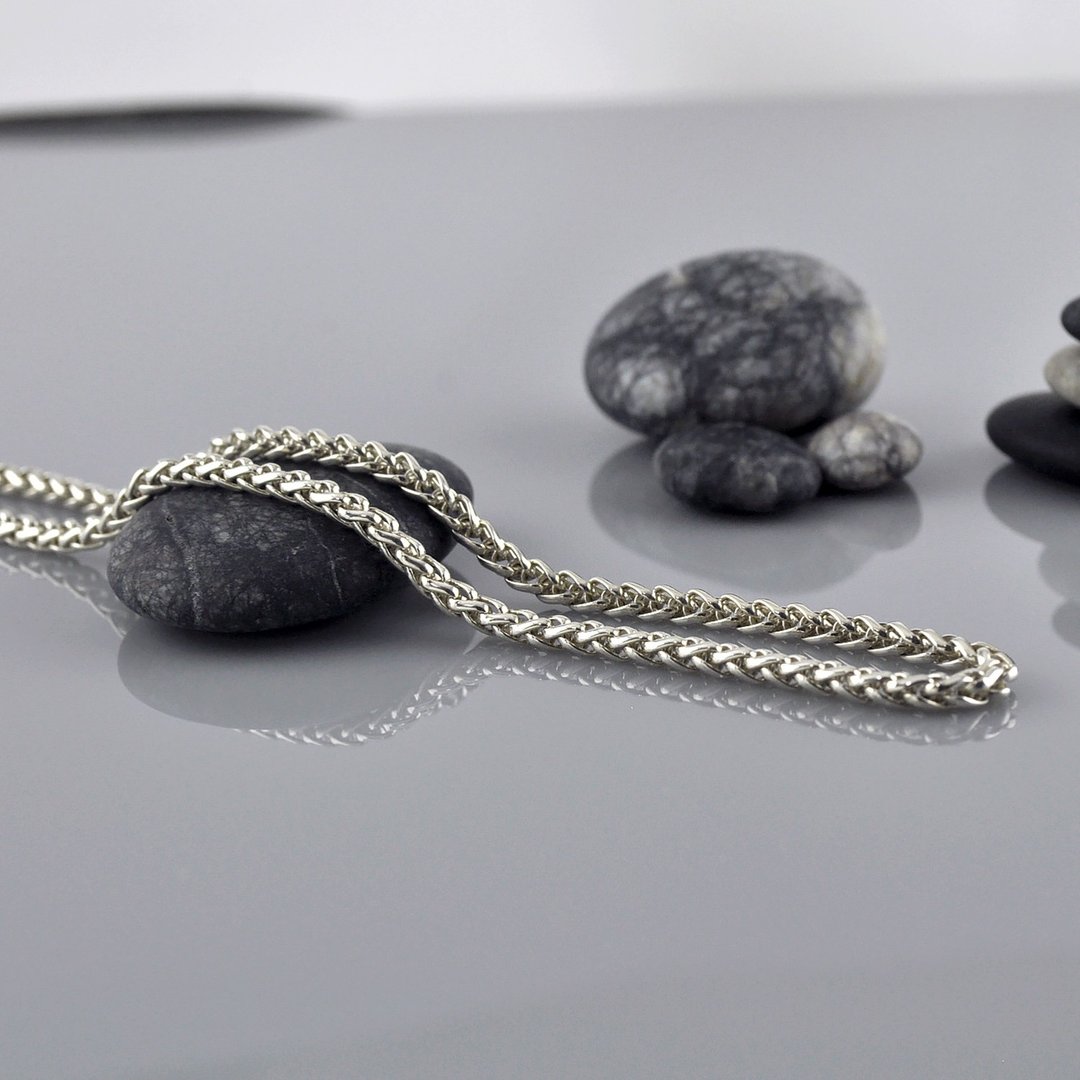 文武链单链 (链粗 3mm) 925 纯银 - 项链 - 纯银 银色