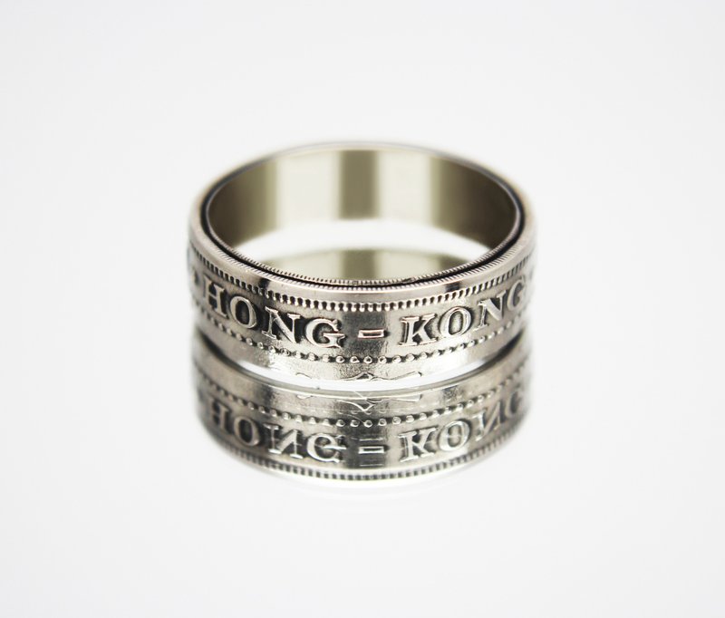Hong Kong Coin Ring 50 cents 1951 hong kong ring coin rings for men coin ring - 戒指 - 其他金属 