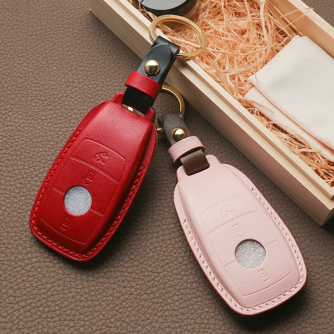 父亲节礼物!手工定制圣诞节礼品 For Benz奔驰宾士车钥匙包套 - 钥匙链/钥匙包 - 真皮 