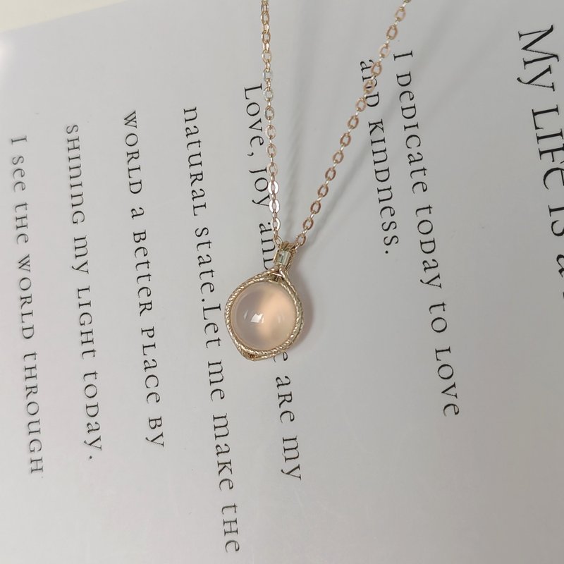 冰種透明瑪瑙吊墜 純銀圓形瑪瑙項鍊 925銀手工吊飾 - 项链 - 纯银 