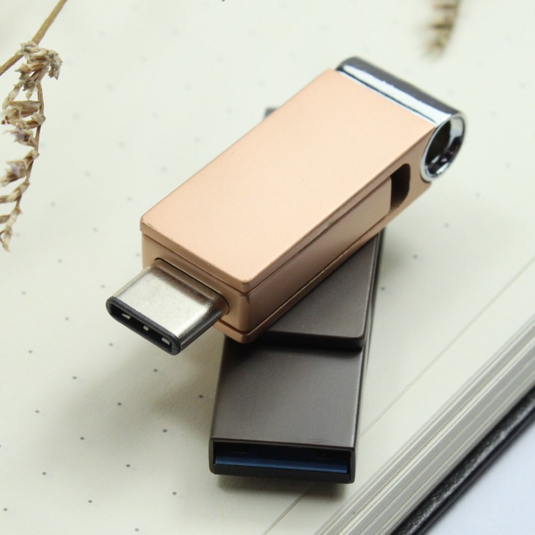 高速双用OTG随身碟 - 32GB香槟金 - U盘 - 其他金属 