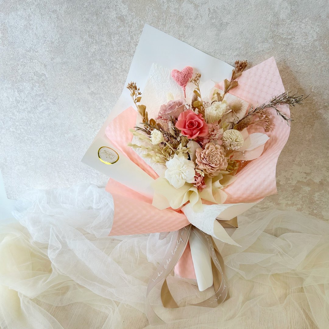 *晨雾玫光* 永生花束 情人节花束 毕业花束 母亲节花束 香氛花束 - 干燥花/捧花 - 植物．花 粉红色
