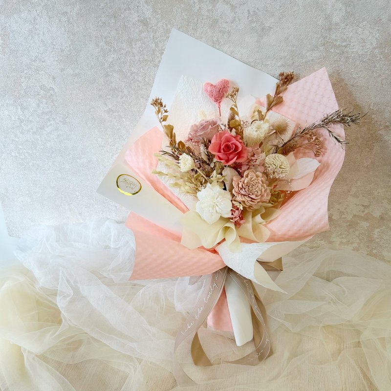 *晨雾玫光* 永生花束 情人节花束 毕业花束 母亲节花束 香氛花束 - 干燥花/捧花 - 植物．花 粉红色