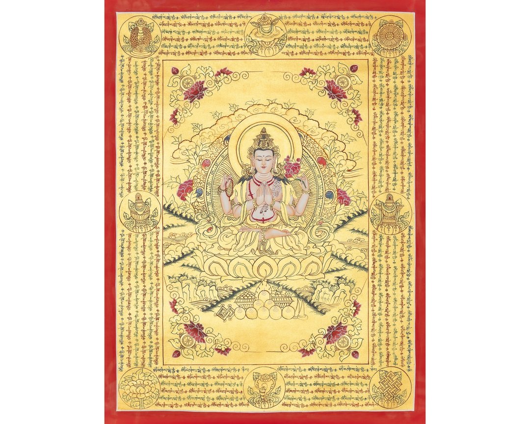 观音菩萨手工唐卡——以金色展现无量慈悲 - 墙贴/壁贴 - 其他材质 多色