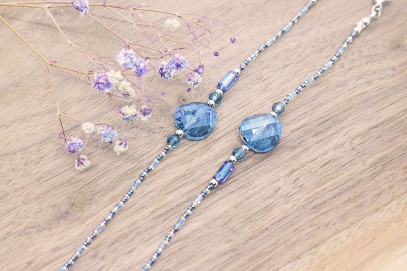 眼镜链、口罩链/水云间系列 - 星空蓝 - 口罩 - 水晶 蓝色