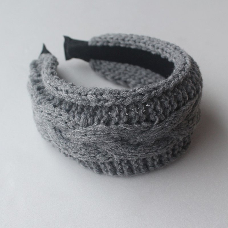 Gray Knitted Headband,Knitting Headband,No SLIP / NO headache / No hard - 发带/发箍 - 羊毛 灰色