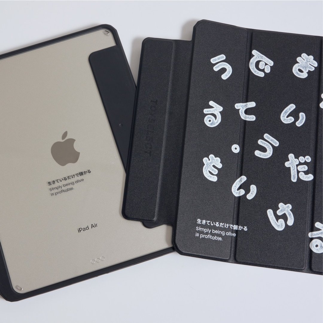 日文语录乱花强悍磁吸 iPad 三折/Y 折保护壳 - 平板/电脑保护壳 - 塑料 多色