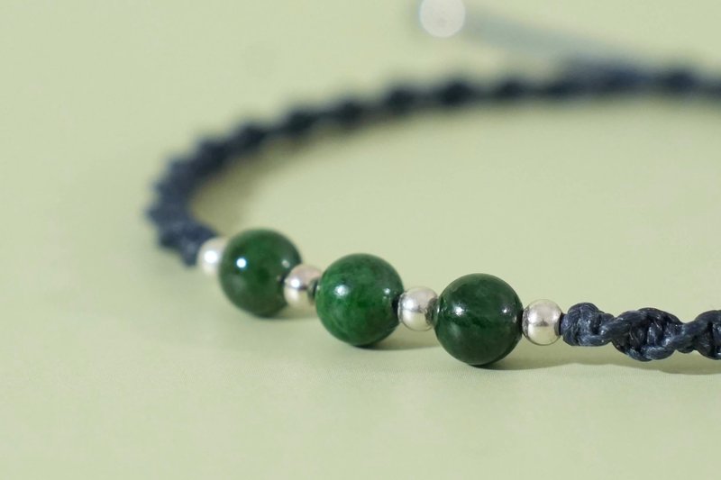 青雾Azure Mist 翡翠 蜡线手绳 - 手链/手环 - 玉石 绿色