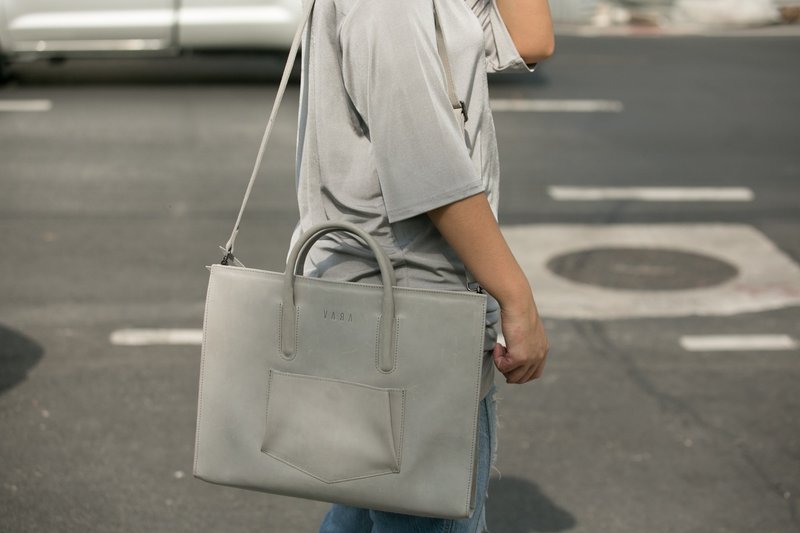 Leather Laptop bag ( Gray) : Toast Donkey - 电脑包 - 真皮 灰色