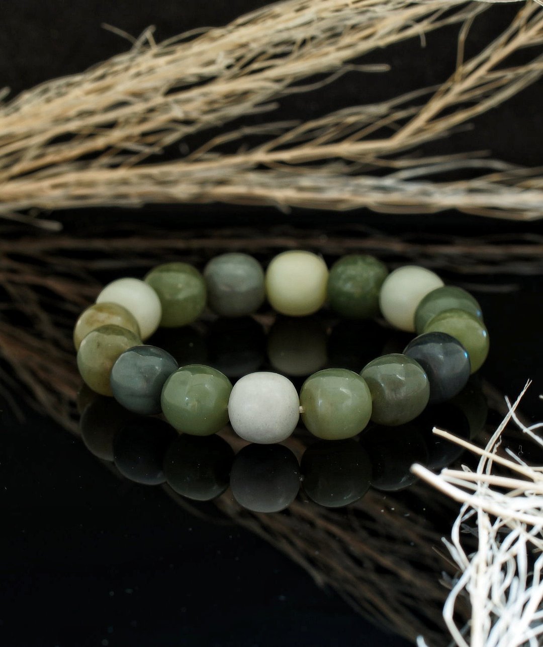 和田玉 12.5mm 手链 ( Nephrite 12.5mm Bracelet ) - 手链/手环 - 玉石 