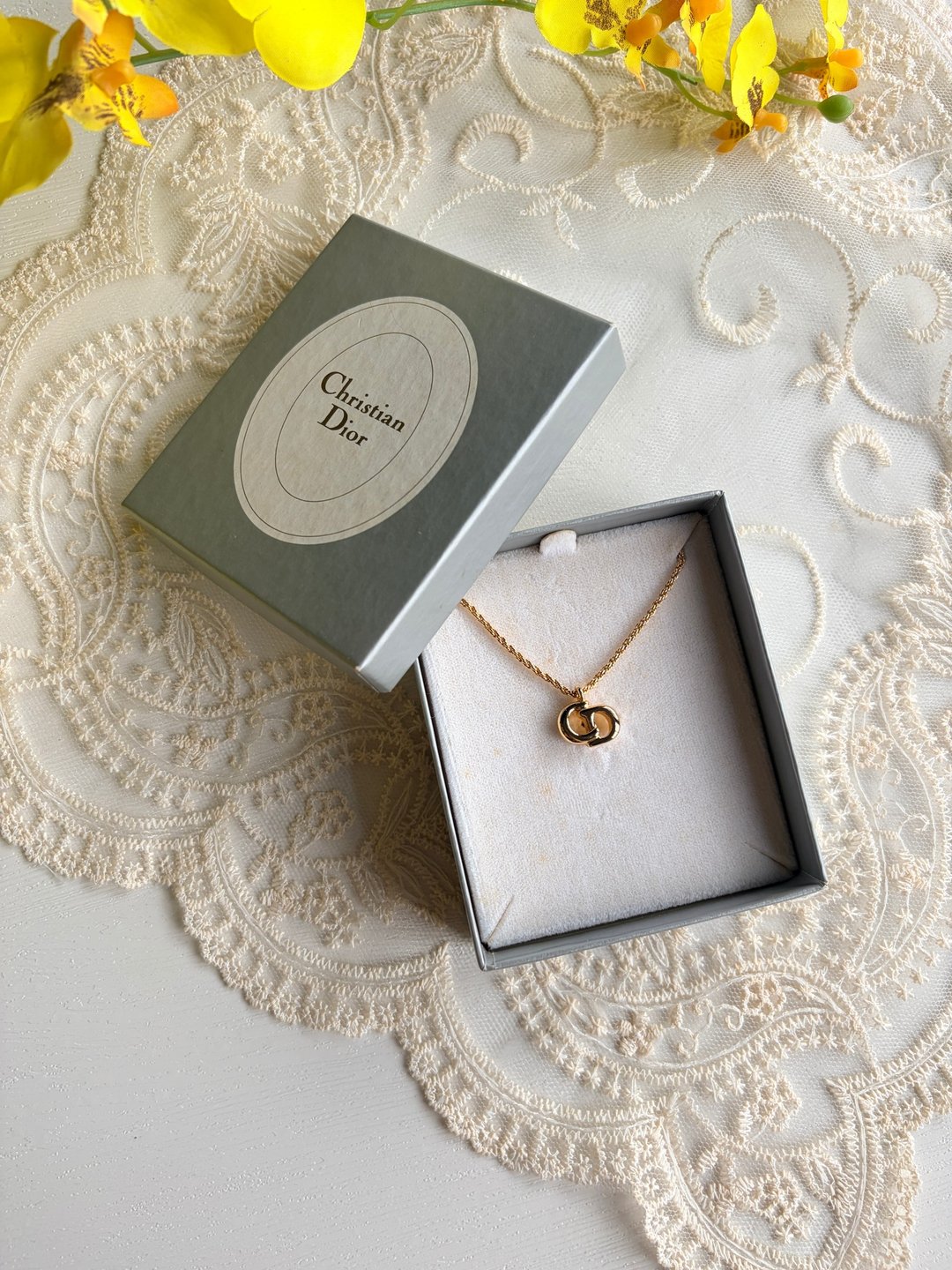 中古正品 Christian Dior 迪奥 CD logo 标志镀金项链 颈链 送礼 - 项链 - 其他金属 金色