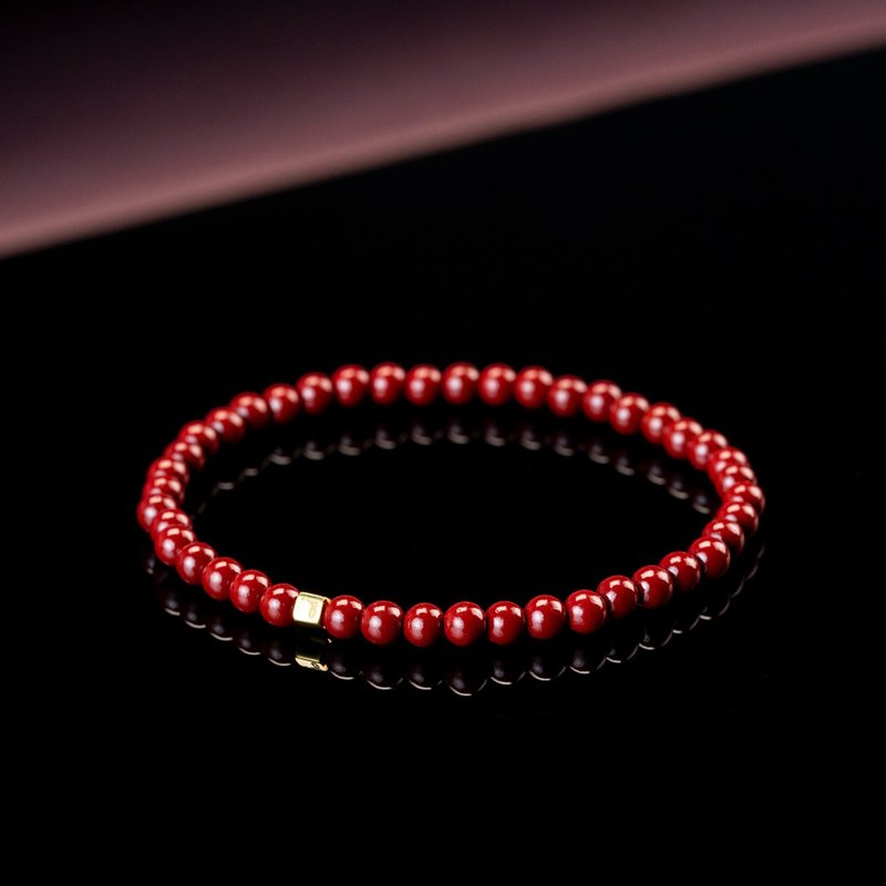 紫金砂 | 朱砂 | 天然能量手串 | 4-5mm - 手链/手环 - 石头 红色