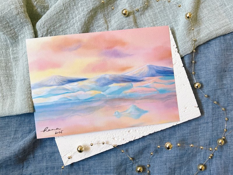 冰岛之四季 明信片 极光 旅行 文具 冰川 星空 原创 风景 - 卡片/明信片 - 纸 粉红色