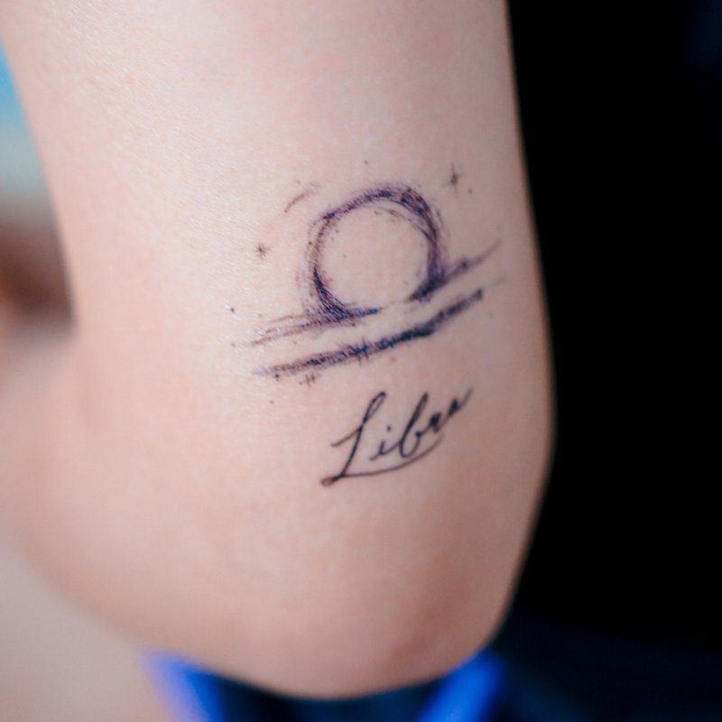 天秤座星座刺青 LIBRA 十二星座纹身贴纸 小清新迷你星座符号刺青 - 纹身贴 - 纸 银色