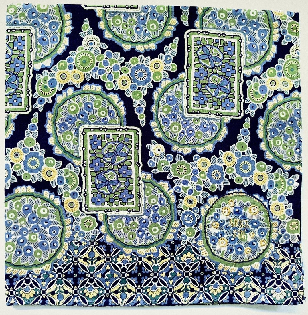 Anna Sui 复古手帕 几何花卉 20 x 20 英寸 - 手帕/方巾 - 棉 蓝色