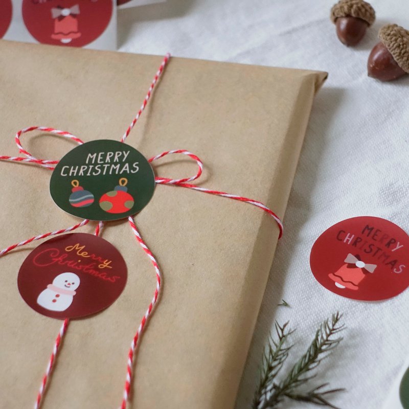 圣诞贴纸/生日贴纸 雾面防水 礼物贴 || 圆形3.5cm - 贴纸 - 纸 