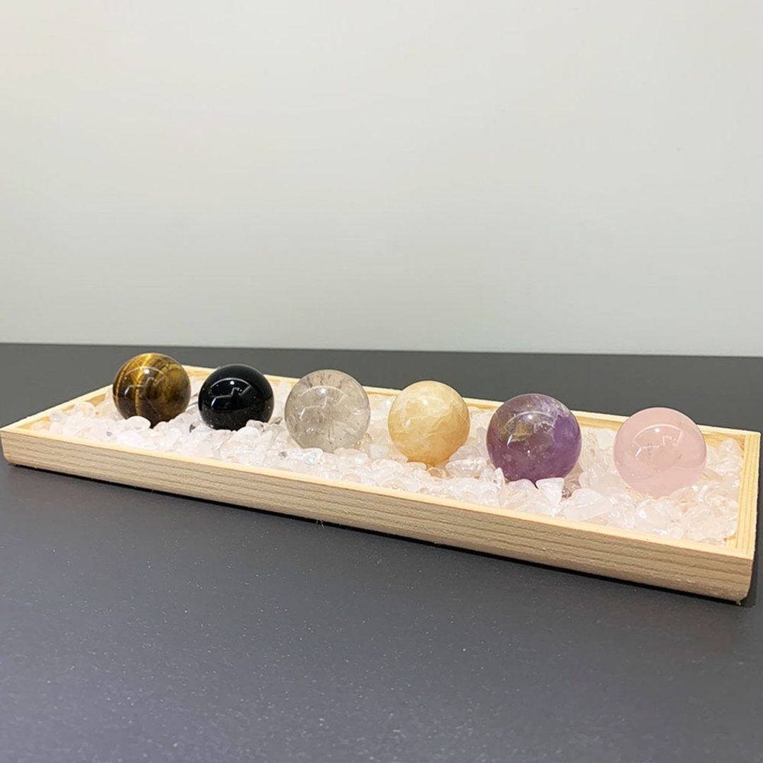 【送礼必备礼物】-水晶球能量套组 办公室设备摆饰 摆件 - 摆饰 - 宝石 多色