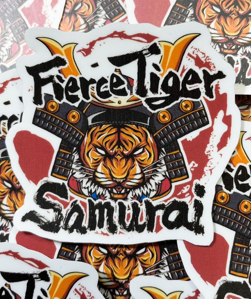 日式贴纸-猛虎将军  雾面 厚磅 超耐磨贴纸 - 贴纸 - 纸 橘色