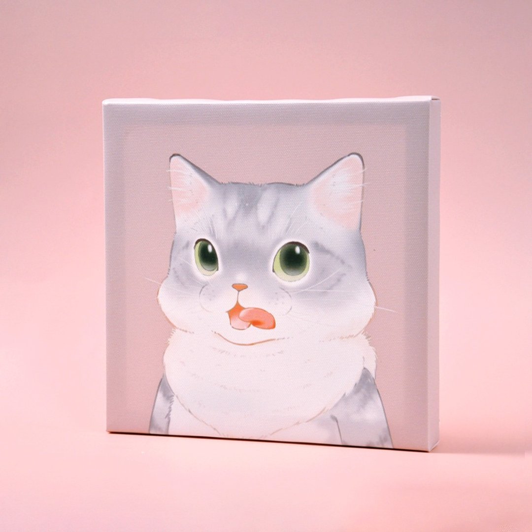 20×20cm 猫咪肖像无框画-银色虎斑猫 - 海报/装饰画/版画 - 纸 