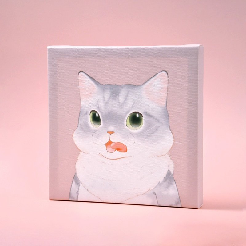 20×20cm 猫咪肖像无框画-银色虎斑猫 - 海报/装饰画/版画 - 纸 