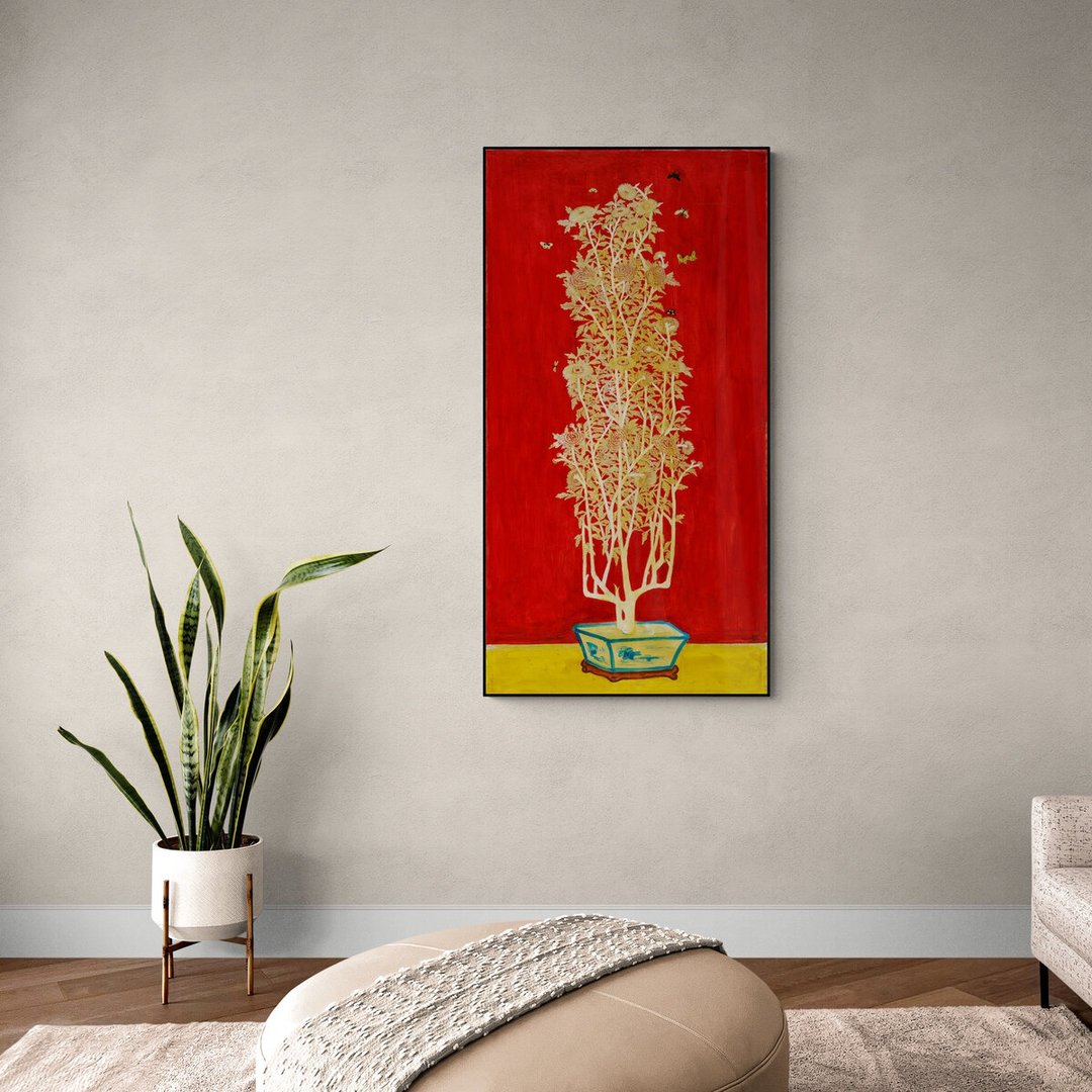 【艺术挂画】 菊花 / 常玉 - 海报/装饰画/版画 - 木头 红色
