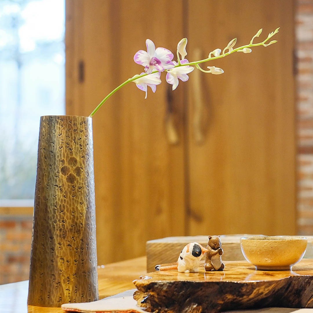 日本古美术 【玉川堂】锤起铜器 花入 花器 花瓶 - 花瓶/陶器 - 铜/黄铜 