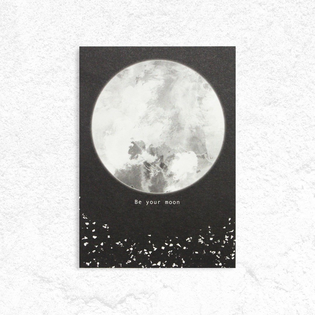 月球/星球明信片/卡片 - 卡片/明信片 - 纸 黑色