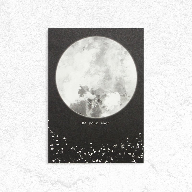 月球/星球明信片/卡片 - 卡片/明信片 - 纸 黑色